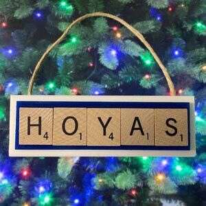 Hoyas Christmas Ornament Georgetown GTown Scrabble HandCrafted Made in USA